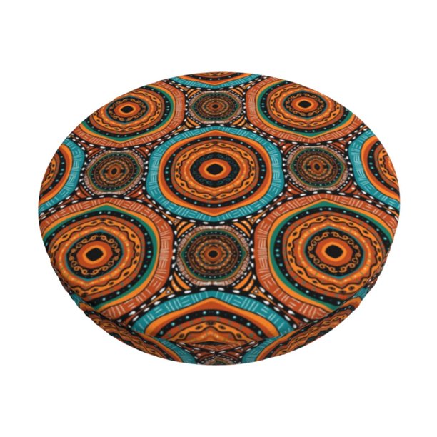 Balery African Tribal Style Fundas de asiento para taburete de bar redondo de tela de terciopelo ajustables que protegen de arañazos y manchas para sillas de 14 a 17 pulgadas.-14 inch