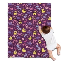 Purple Dinosaurs Dino Roar Pattern Blanket,Comfortable Soft Lamb Wool Throw Blanket,All Season,Warm Lightweight Blankets for Sofa Bed Couch Living Room Chair,30"x40"