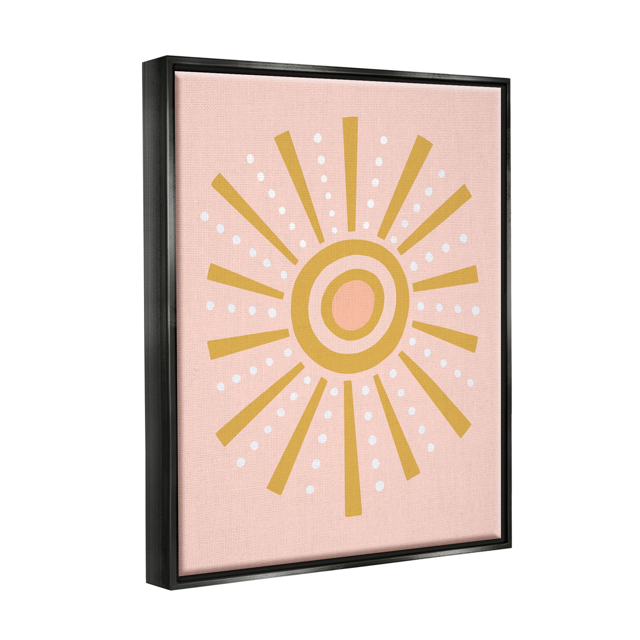 Stupell Industries Whimsical Sun Rays Pattern Graphic Art Jet Black Floating Framed Canvas Print Wall Art, Design by Nina Seven