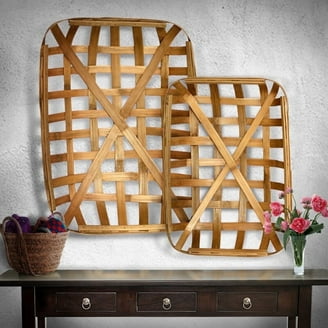 Set of 2 Rectangular Gray Tobacco Baskets