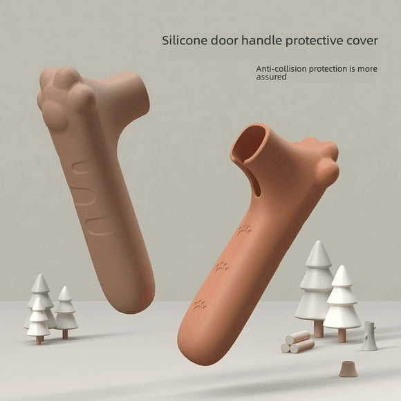 Guante de manija de puerta de silicona con garra de gato de dibujos animados, cubierta protectora anticolisión silenciosa, guante de manija de puerta de seguridad, cubierta protectora anticolisión