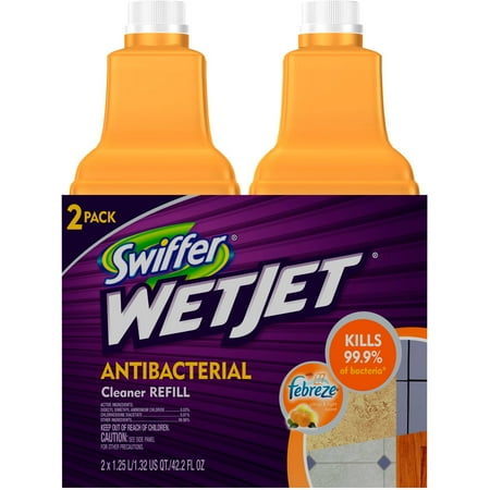 Swiffer WetJet Antibacterial Floor Cleaner, 2.5 l, 2pk