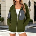 thumbnail image 4 of HomeDM Sweatshirt for Women Long Sleeve Full-Zip Hooded with Pocket Color Block Casual Outerwear, 4 of 8
