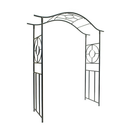 Achla Designs Tuscany Wrought Iron Arbor Complete your elegant garden entrance with the ACHLA Designs Tuscany Arbor. Durably constructed of wrought iron  this sophisticated arching arbor is easily erected using easy-slip components ensuring that no tools are necessary. This arbor stands tall enough to allow vines to grow while leaving ample room for passageways. Not only for complementing your garden surroundings  this arbor comes with a graphite powder-coated finish that provides maximum protection against the elements. This arbor version can be purchase with or without a matching gate.