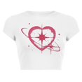 thumbnail image 4 of TSADFHJI Hauts d'Été pour Adolescentes Femmes Mode Décontractée Imprimé Col Rond Manches Courtes Hauts Ajustés T-Shirts m Blanc, 4 of 4