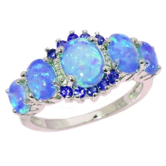 Fashion Opal Diamond Ring: Elegant Geometric Alloy Rings for Women, Electroplated, Simple Style