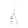 thumbnail image 1 of Lovely Peach Pendant Keychain Elegant Bowknot Flower Beaded Phone Charm Colorful Keyring Ornament for Wallets and Key, 1 of 4