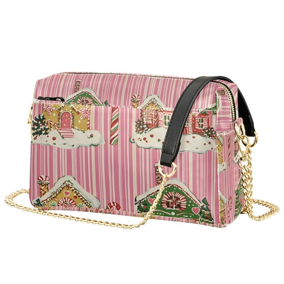 FORMRS Women Crossbody Purse with Chain Strap Vegan Leather Shoulder Handbag, Pink Christmas House
