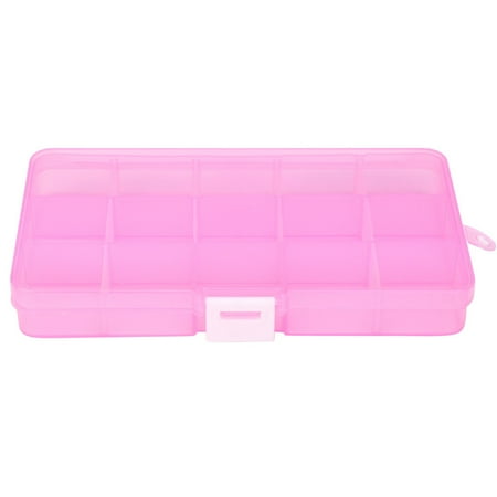 Tanuke 15-Slot Adjustable Jewelry Storage Box, Plastic Organizer Case for Necklaces, Bracelets, Earrings, Beads, Craft Display Box