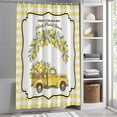 thumbnail image 5 of Summer Lemon Truck Shower Curtain, Direct From Farm Country Watercolor Yellow Plaid Waterproof Shower Curtain Set with 12 Hooks Lightweight Bath Curtains Fabric Bathroom Decor 72x78 Inches, 5 of 9