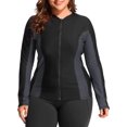 thumbnail image 1 of Charmo Womens Plus Size Long Sleeve Rash Guard Top Zipper Swimsuit Swim Shirt, 1 of 6