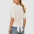 thumbnail image 3 of Cinched Waist Shirts for Women Short Dolman Sleeve Boat Neck Tops Lightweight Casual Blouses Modal Slim Fit Tunics Dressy Casual Outfits Business Trendy Tees Back Tie Bow Tops(White,S), 3 of 6