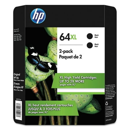 HP 64XL High Yield Original Inkjet Cartridge  Black (2 Pack)