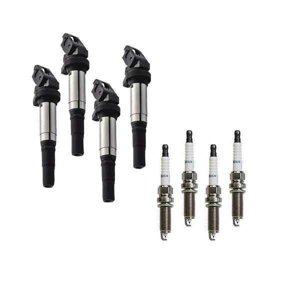 Set of 4 ISA Ignition Coils and Denso Iridium Spark Plugs Compatible with 2010-2014 Mini Cooper 1.6L L4 2011-2014 Mini Cooper Countryman 1.6L L4 Replacement for UF598
