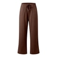 thumbnail image 6 of ZHOGXU Casual Wide Leg Drawstring Pants Womens With Elastic Waist Loose Straight Trousers Solid Color Sport Sweatpants Classic Style, 6 of 7