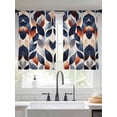 thumbnail image 3 of Navy Blue Burnt Orange Semi Sheer Curtains 45 Inch Length 2 Panels Set, Botanical Abstract Palm Leaf Sheer Kitchen Curtain Privacy Voile Window Curtain for Living Room Bedroom Rod Pocket Drapes, 3 of 7