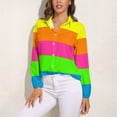 thumbnail image 3 of PLAIN SOLID NEON FLUORESCENT RAINBOW STRIPES 5 COLORS Long Sleeve Blouse Woman Streetwear Casual Shirts Summer Oversize Woman Streetwear Clothing Birthday Present, 3 of 7