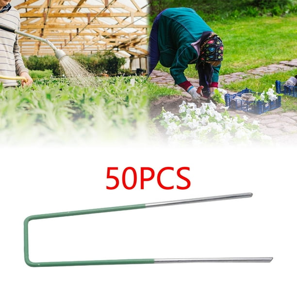 50 Uds. Estacas de jardín, grapas para césped, pinchos para césped, estacas para césped, alfileres para tela de césped, patio, anclaje para valla de 3x40x150mm