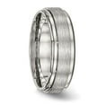 thumbnail image 4 of Auriga Stainless Steel Brushed and Polished 7 mm Ridged Edge Band for Women Size 9.5, 4 of 6