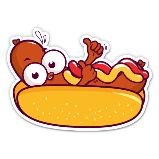 Hot Dog Funny Cute - 3" Vinyl Sticker - For Car Laptop Water Bottle Phone - Waterproof Decal