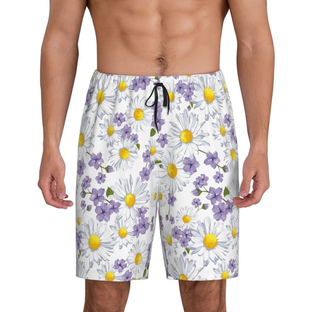 Fotbe Daisies Flowers Pantalones Cortos de Pijama para Hombre, Ropa de Dormir, Pantalones de Pijama Cortos para Hombre-Small
