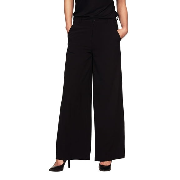 ellos Women's Plus Size Woven Wide Leg Pants - 16, Black