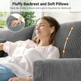 thumbnail image 5 of 87" Corduroy Sofa,3 Seater Sofa Extra Deep Seats,Neche Comfy Upholstered Couch for Living Room,2 Pillows,Gray, 5 of 10