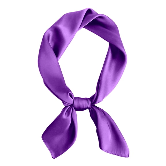 Elegant Solid Square Silk Scarf For Versatile Korean Style Minimalist Fashion Daily Wear All Seasons, Purple