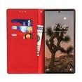 thumbnail image 6 of SaniMore Wallet Case for Samsung Galaxy S23 Ultra 6.8" 2023, Wrist Strap Flip Kickstand Card Slots Genuine PU Leather Shockproof TPU Shell Anti-fall Full-body Protective Cover For S23 Ultra, Red, 6 of 8