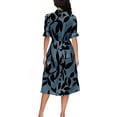 thumbnail image 3 of WTOBBY Short-Sleeve Round Neck Ruffled Printed Long Skirt with Waist Tying, Flowy and Feminine for Spring Summer Casual Events,Green S, 3 of 4