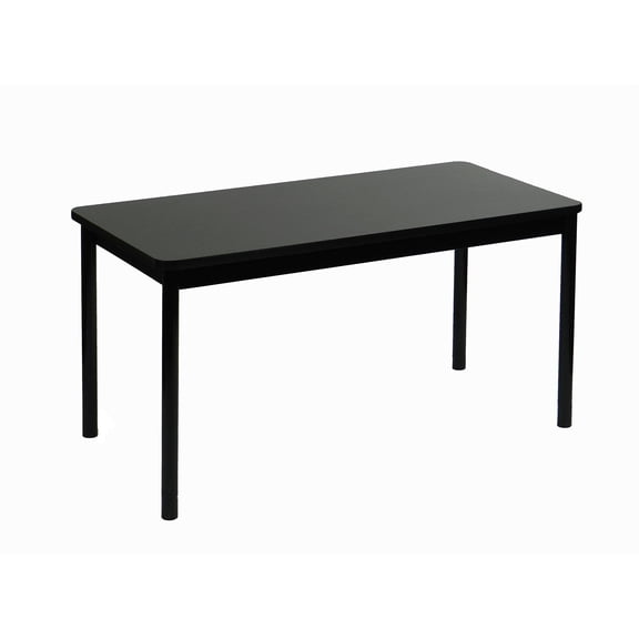 Pemberly Row 36"W x 72"D Contemporary Metal Library Table in Black Granite