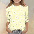 thumbnail image 2 of Cute Teen Girl Shirts 10-12 Summer 3/4 Sleeve Daisy Printed Tee Shirts Trendy Soft Lightweight Big Sister Outfit Crew Neck Shirts Yellow 3-4 Years, 2 of 5