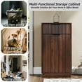 thumbnail image 5 of Tcbosik Farmhouse Fluted Tilt-Out Trash Cabinet with Metal Handle, Hidden 10-Gallon Trash Bin Compartment & Storage Drawer, Modern Home Laundry Hamper, Walnut, 5 of 10