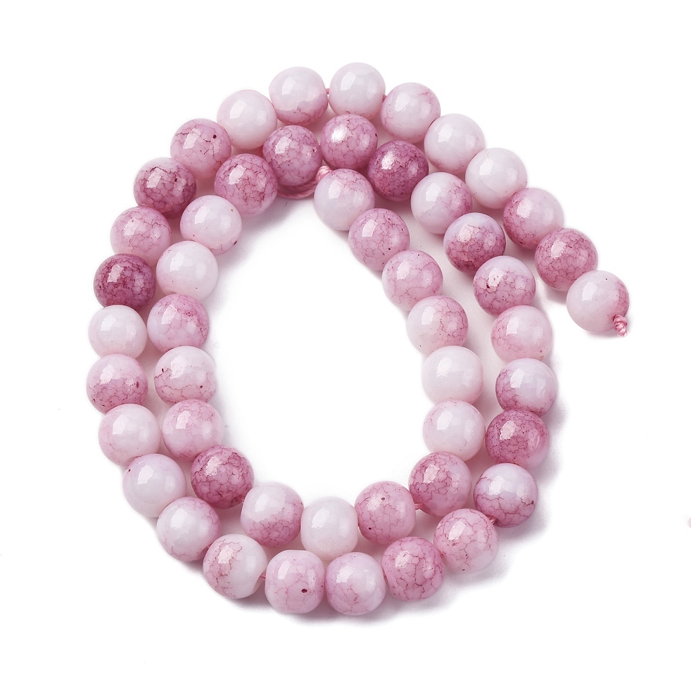 10strands Opaque Glass Beads Strands Imitation Beads Round Dyed Lavender Blush 8.5mm Hole: 1.2mm about 50~52pcs/strand 14.33~15.31''(36.4~38.9cm)