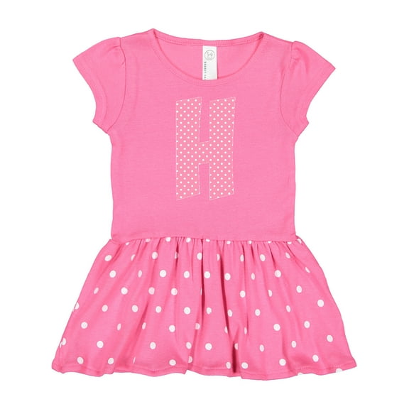 Inktastic Pink and White Polka Dots Letter H Gift Baby Girl Dress