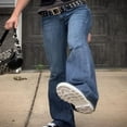 thumbnail image 3 of Women Denim Flared Pants Loose Low Waist Bell Bottom Trousers, 3 of 3