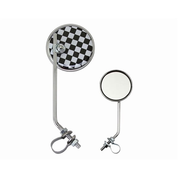 Bike Check Round Mirror Chrome Black/White.