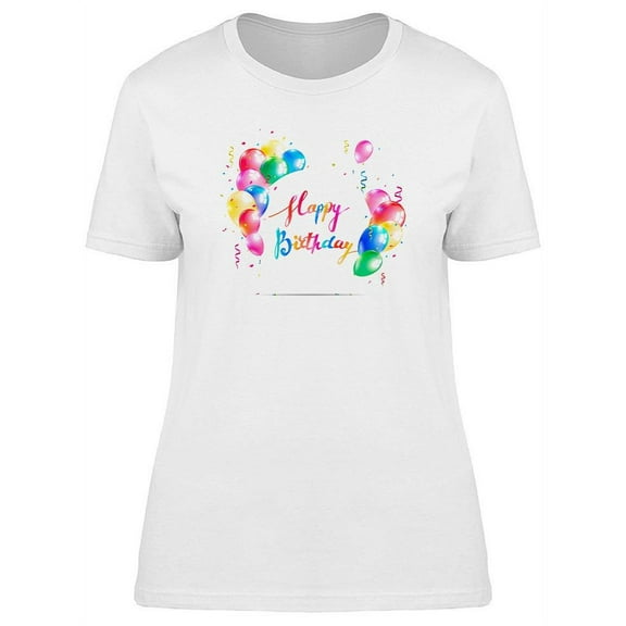 Birthday Banner With Balloons T-Shirt Women -Image by Shutterstock, Female Large