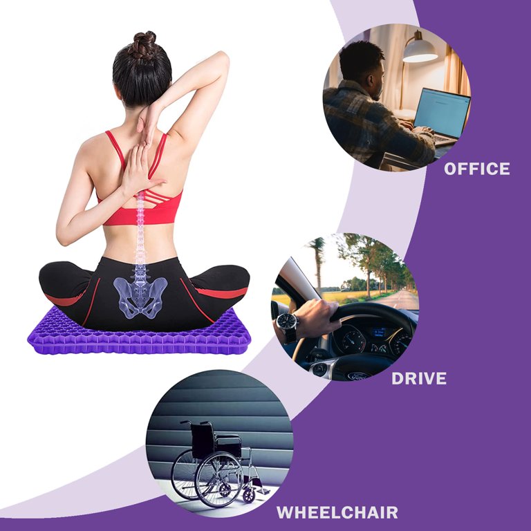 Large Gel Seat Cushion for Long Sitting, Back Pain, Sciatica, Tailbone  Pain, Hip Pressure Relief - Egg Sitting Gel Seat Pad for Office Chair  Cushion