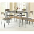 thumbnail image 2 of Contemporary Metal and Weathered Brown Wood, 5-Piece Dining Table Set with 4 Chairs, 2 of 5