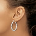 thumbnail image 3 of 925 Sterling Silver Rhodium Plated Women's 3.7mm Polished & Twisted Tube Hoop Earrings | 33mm, 3 of 4