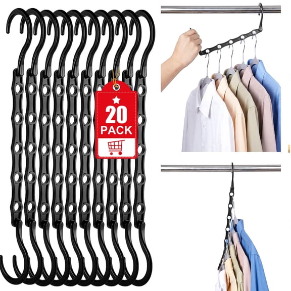 ACSTEP Space Saving Hangers 20 Pack, 5-Hole Magic Hangers Closet Organizer, Cascading Plastic Hanger Organizer for Dorm, Apartment