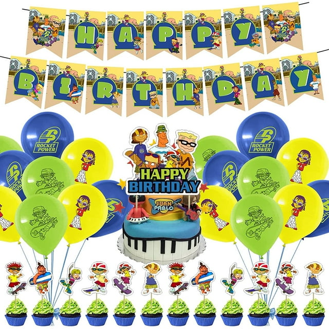 Rocket Power Party Decorations Set, Anime Cartoon Theme Birthday Supplies Rocket Power Stickers Banner Balloons for Rocket Power Fans Party Supplies Decor - -