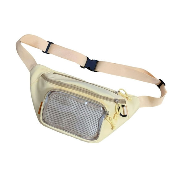 Fashionable Itabag With Clear Pins Display Pocket Student Chest Bags Yellow Crossbody Waist Bag For Daily Use