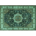 thumbnail image 1 of Ahgly Company Machine Washable Indoor Rectangle Medallion Turquoise Blue Traditional Area Rugs, 8' x 12', 1 of 4
