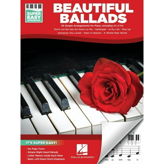 Beautiful Ballads - Super Easy Songbook: 50 Simple Arrangements for Piano, (Paperback)