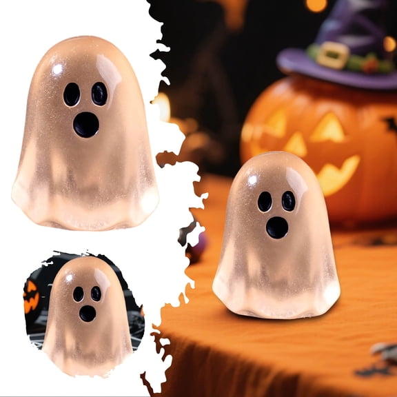 30 Pcs Halloween Mini Ghosts Figures, Small Resin Ghost Figurines Glow in The Dark, Tiny Ghost Statues for Pot Garden Party Decor, Halloween Party Favors (Beige)