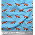 thumbnail image 1 of Soimoi Blue Modal Satin Fabric Fox Animal Print Sewing Fabric Yard 42 Inch Wide, 1 of 3