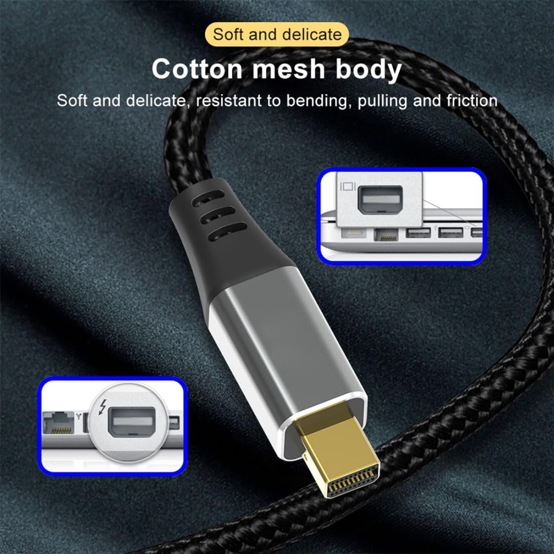Chenyang Mini DisplayPort 1.4 Source to HDMI 2.0 Display 8K 60hz UHD 4K MINI-DP to HDMI Male Monitor Cable