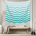 thumbnail image 5 of Geometric Turquoise Ombre Tapestry for Bedroom Wall Hanging Tapestry,Modern Gradient White Ocean Striped Ceiling Backdrop Tapestries Poster Blanket Wall Decor for Teens Room Living Room 59" x 90", 5 of 8